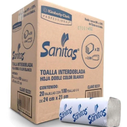 Sanitas Toalla Interdoblada Blanca Caja con 20 fajillas